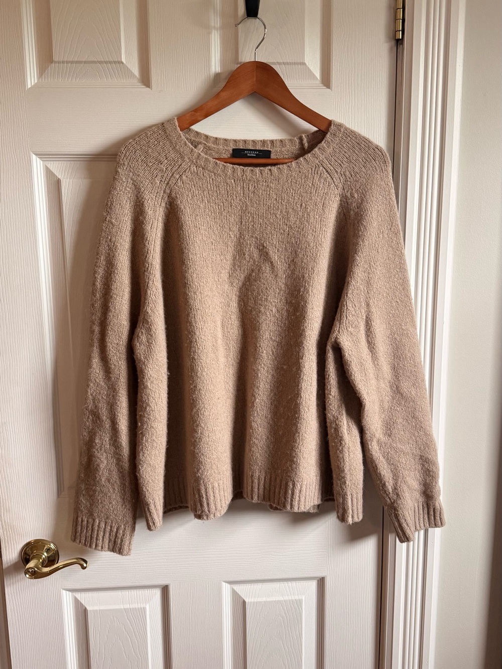 WEEKEND MAX MARA Beige Knit Crewneck Sweater - Slouchy Raglan Pullover